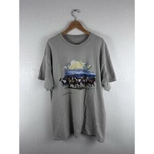 California Wild Horses Graphic T Shirt Mens Large Gray Western